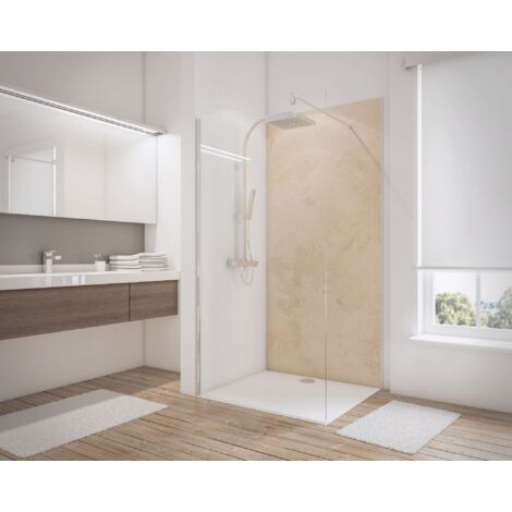 Schulte – Panneau mural de douche 100 x 210 cm – Décor travertin – Composite aluminium – Résistance chaleur jusqu'à 100°C – Installation facile