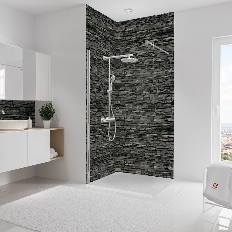 Schulte - Panneau mural Parement ardoise, revêtement pour douche et salle de bain, DécoDesign décor Lot de 2 panneaux muraux 100 x 255 cm