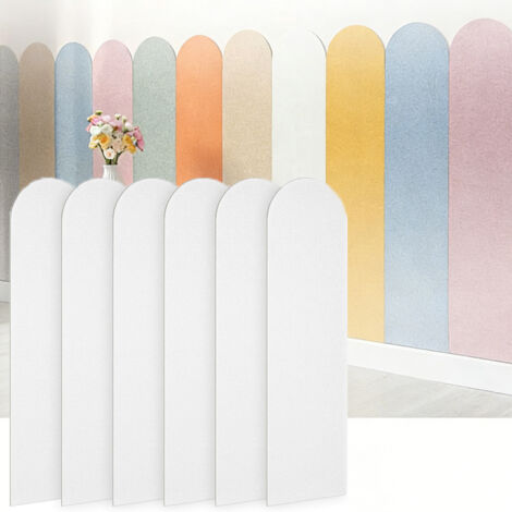 Panneau Mural 3D Autocollant - Lot de 6 - Protection Anti-Choc Murale 60x15x0.4 cm - Décoration Murale Moderne - Facile à Installer,Blanc