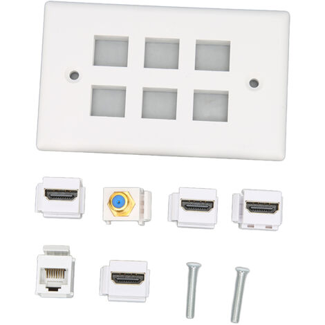 Panneau mural 6 ports HDMI avec câble Ethernet CAT6 pour espace de travail et salon connecté
