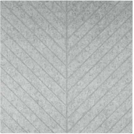 Panneau mural acoustique en feutre PET - 100x100 cm - Motif chevron Gris clair