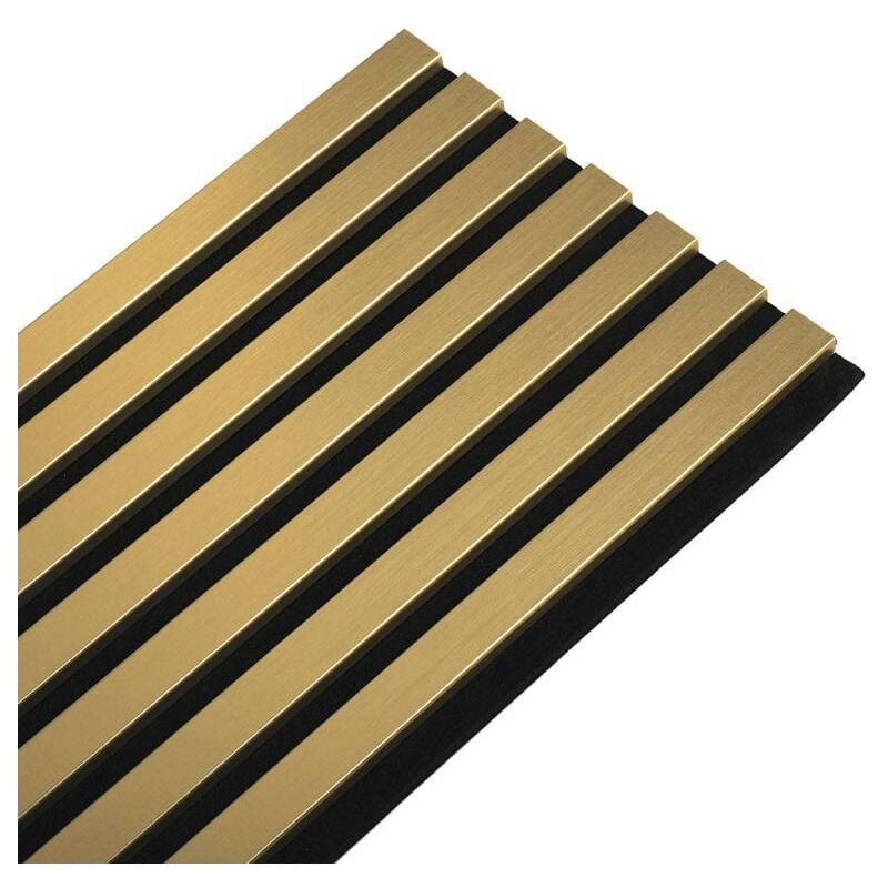Decoon - Panneau Mural acoustique tasseaux bois 120 x 30 x 1,9 cm - gold / feutrine noir - 0,36m²