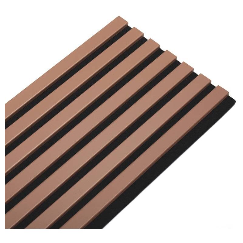 Decoon - Panneau Mural acoustique tasseaux bois 120 x 30 x 1,9 cm - terracotta / feutrine noir - 0,36m²