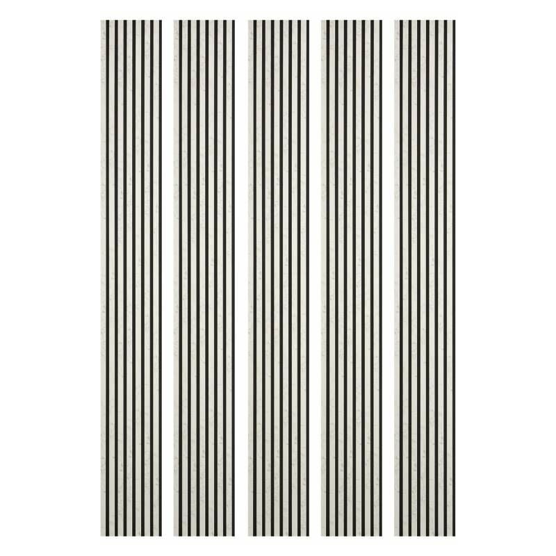 Decoon - Mur tv - Lot de 5 Panneaux tasseaux bois 250 x 30 x 1,9 cm - décor marbre blanc/feutrine noir - 3,75m²