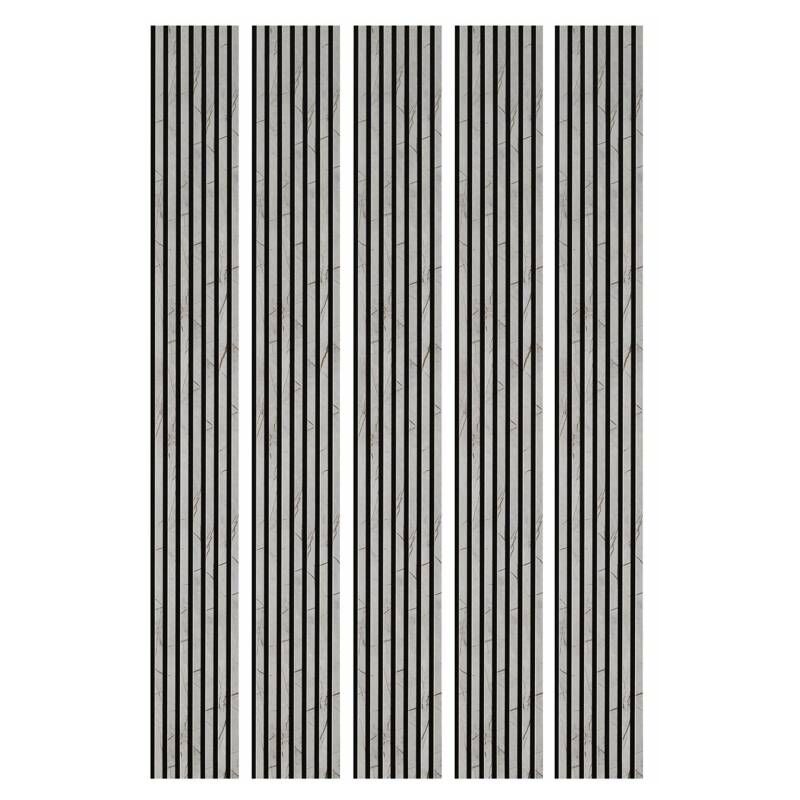 Decoon - Mur tv - Lot de 5 Panneaux tasseaux bois 250 x 30 x 1,9 cm - décor marbre gris/feutrine noir - 3,75m²