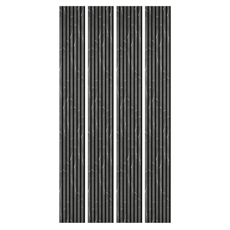 Decoon - Lot de 4 Panneaux tasseaux bois 250 x 30 x 1,9 cm - décor marbre noir/feutrine noir - 3m²