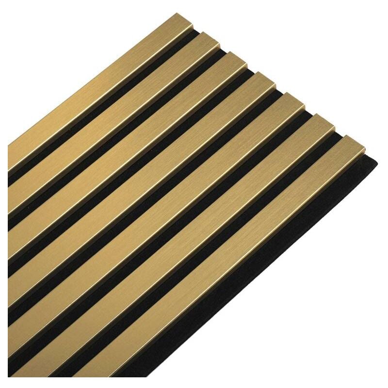 Panneau mural acoustique tasseaux bois 250 x 30 x 1,9 cm - gold/feutrine noir - 0,75m²