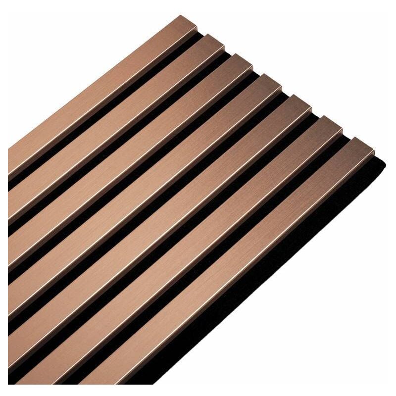 Panneau mural acoustique tasseaux bois 250 x 30 x 1,9 cm - rose gold/feutrine noir - 0,75m²