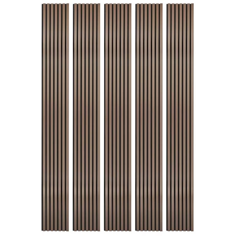 Decoon - Mur tv - Lot de 5 Panneaux tasseaux bois 250 x 30 x 1,9 cm - rose gold/feutrine noir - 3,75m²