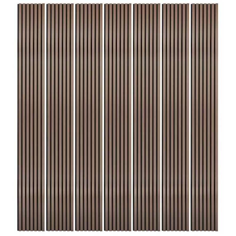 Decoon - Mur tv - Lot de 7 Panneaux tasseaux bois 250 x 30 x 1,9 cm - rose gold/feutrine noir - 5,25m²