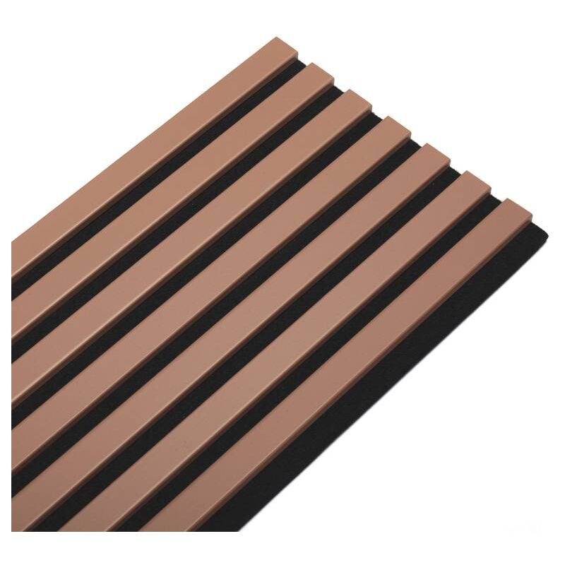 Panneau mural acoustique tasseaux bois 250 x 30 x 1,9 cm - terracotta/feutrine noir - 0,75m²