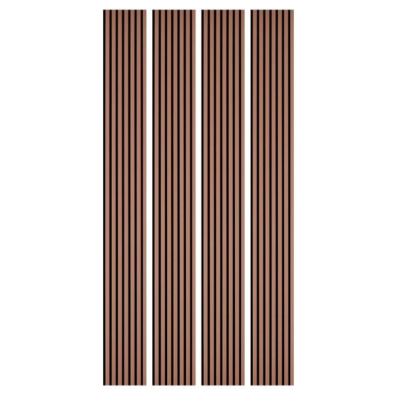 Decoon - Lot de 4 Panneaux tasseaux bois 250 x 30 x 1,9 cm - terracotta/feutrine noir - 3m²