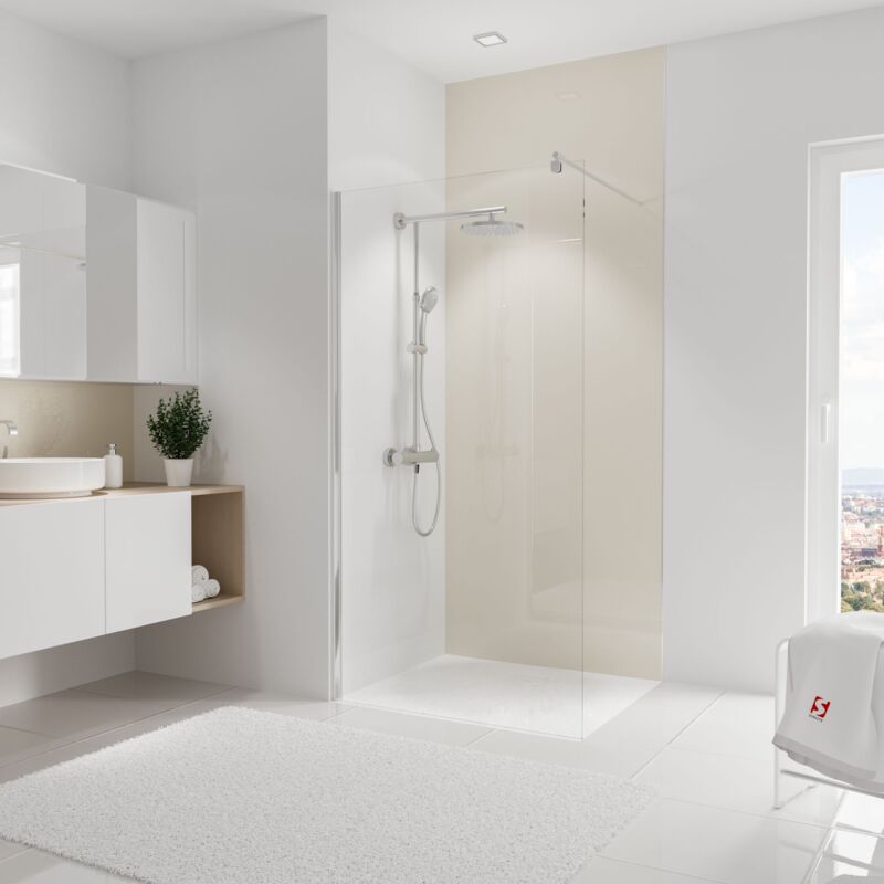 Schulte - Panneau mural Beige brillant, revêtement pour douche et salle de bain, DécoDesign brio 150 x 255 cm