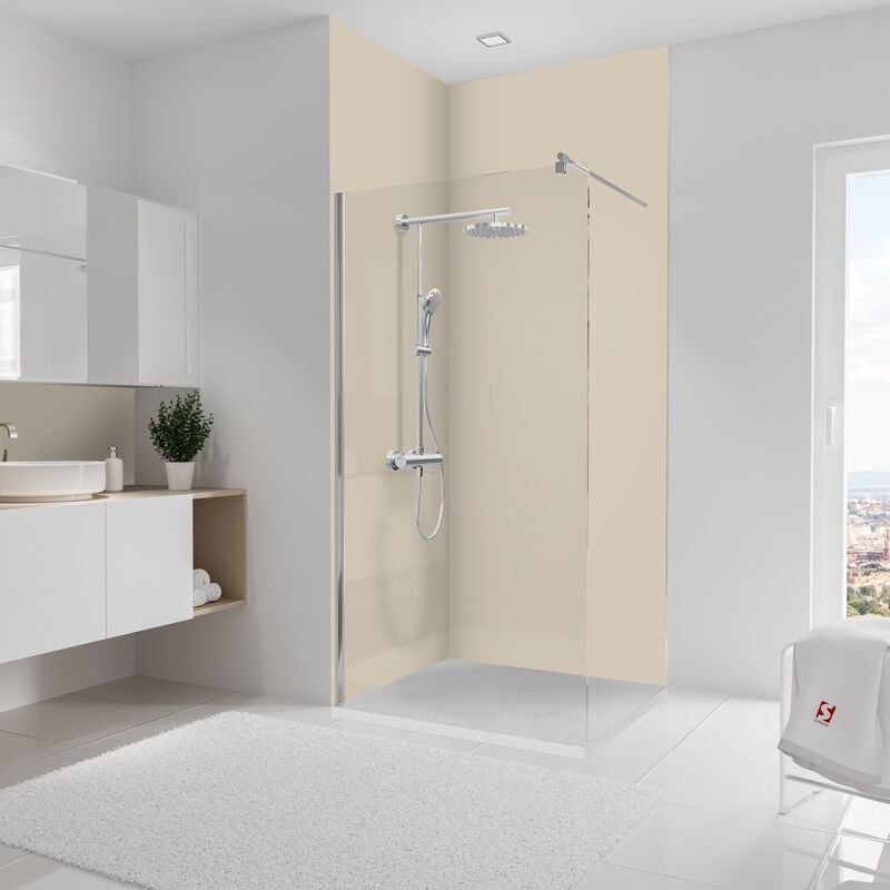 Schulte - Panneau mural Beige brillant, revêtement pour douche et salle de bain, DécoDesign brio Lot de 2 panneaux 100 x 255 cm