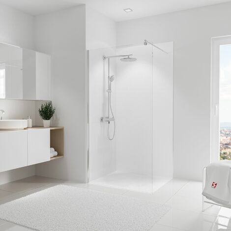 Schulte – Panneau mural de douche blanc structuré 100 x 210 cm – Composite aluminium 3 mm – Étanche et hydrofuge – Installation rapide sur faïence