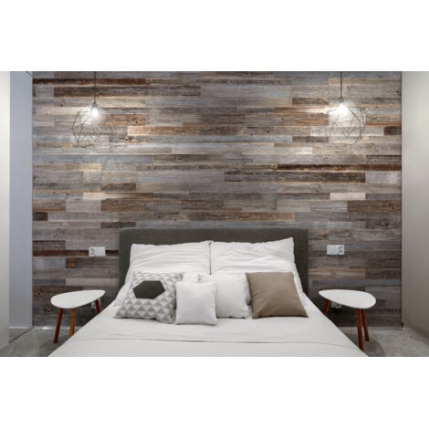 Panneau Mural Bois Récupéré Silver - Bois de Grange Ancien Gris Naturel - Parement Décoratif Recyclé - 1m² par Boîte - Lambris