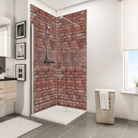 Panneau mural Briques industriel, dimensions au choix, ou lot de 2 panneaux muraux, revêtement pour douche et salle de bains, DécoDesign DÉCOR, Schulte