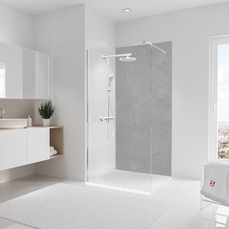 Panneau mural Béton structuré, revêtement pour douche et salle de bain, DécoDesign décor Schulte 100 x 210 cm