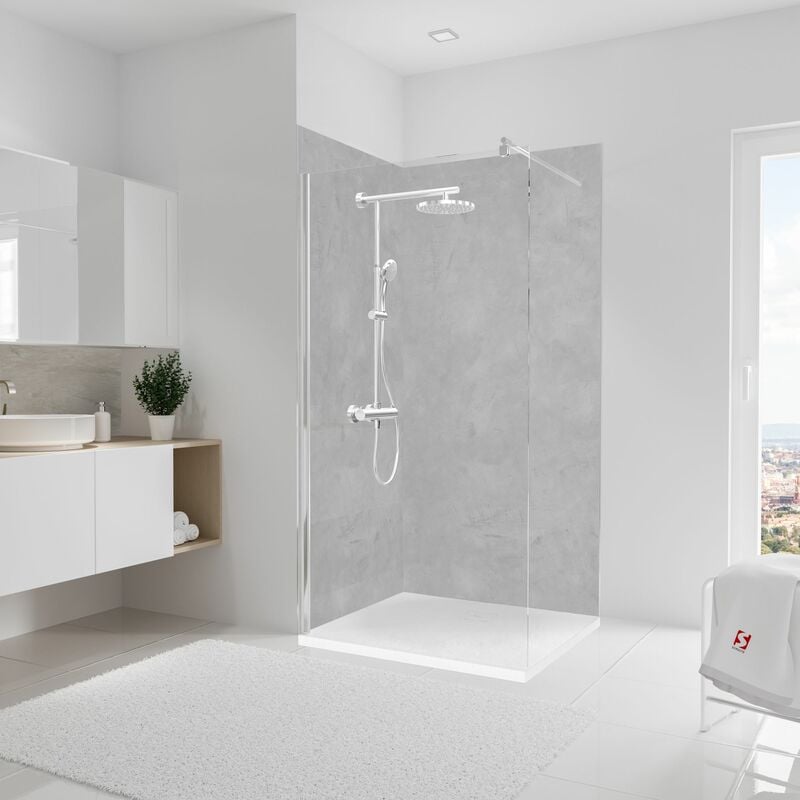 Schulte - Panneau mural Béton structuré, revêtement pour douche et salle de bain, DécoDesign décor Lot de 2 panneaux muraux 100 x 210 cm