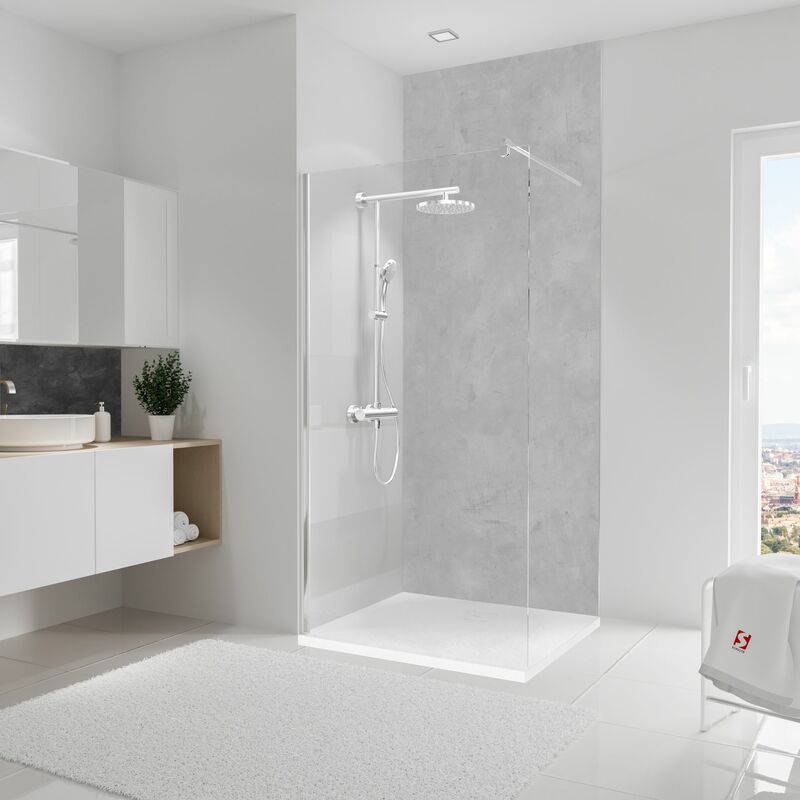 Schulte - Panneau mural Béton structuré, revêtement pour douche et salle de bain, DécoDesign décor 100 x 255 cm