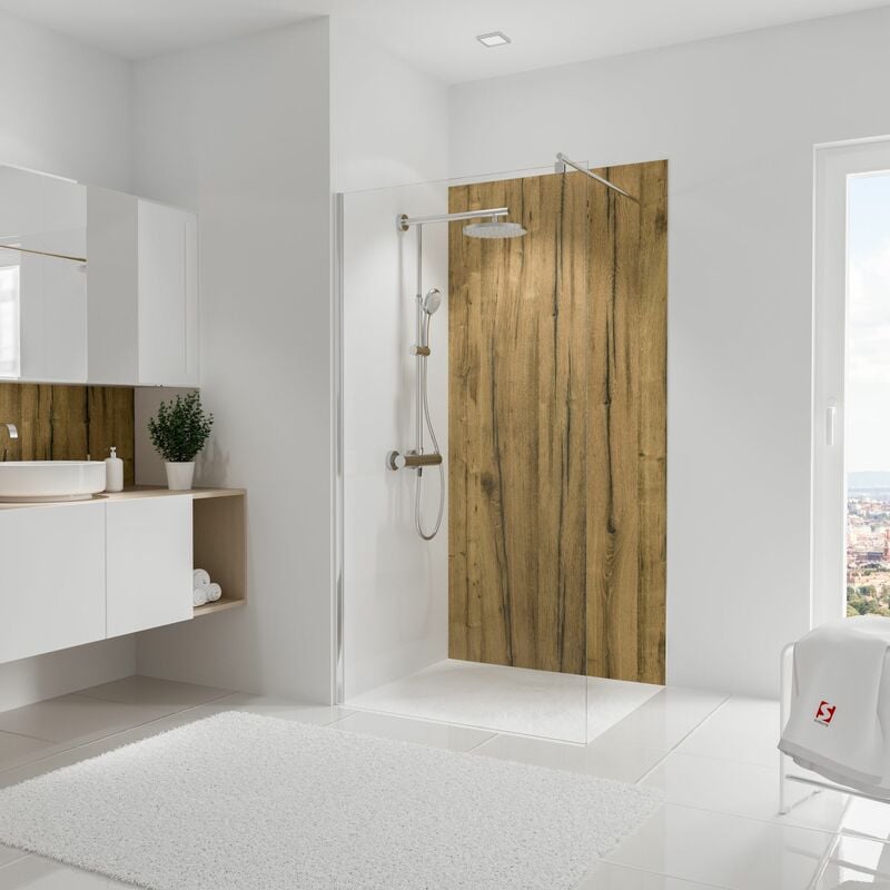 Schulte - Panneau mural Chêne clair, revêtement pour douche et salle de bain, DécoDesign décor 100 x 210 cm