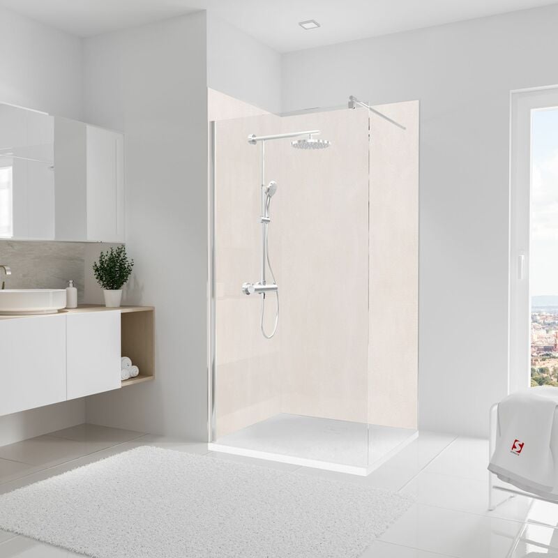 Schulte - Panneau mural Crépi greige, revêtement pour douche et salle de bain, DécoDesign décor Lot de 2 panneaux muraux 100 x 210 cm