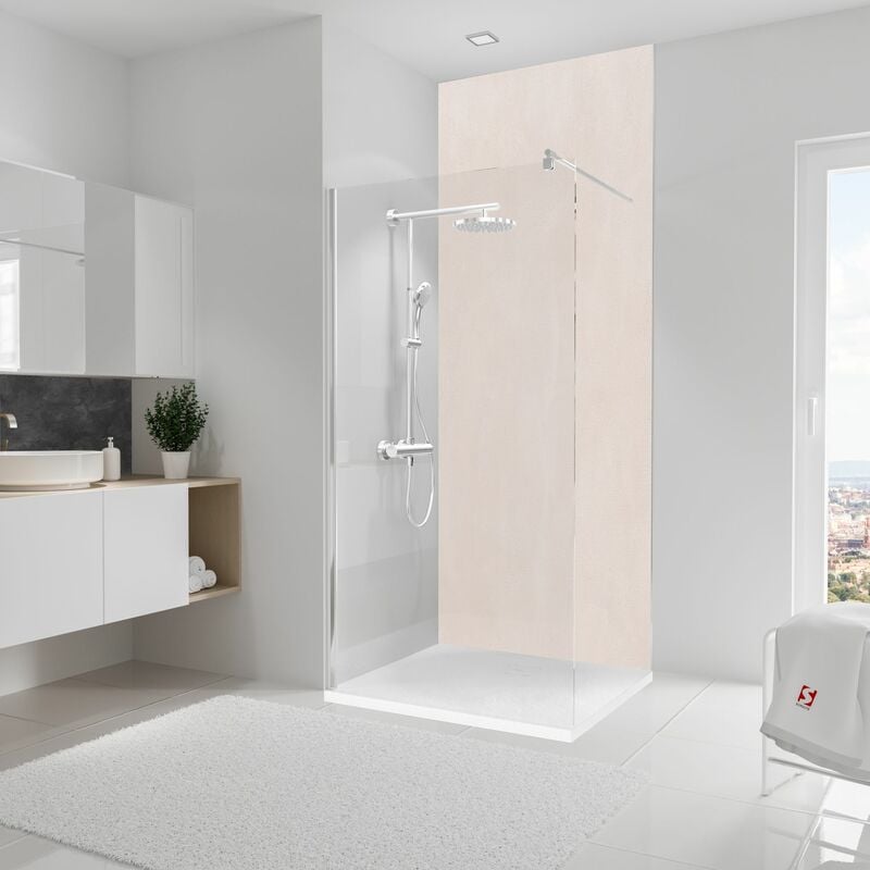 Schulte - Panneau mural Crépi greige, revêtement pour douche et salle de bain, DécoDesign décor 100 x 255 cm