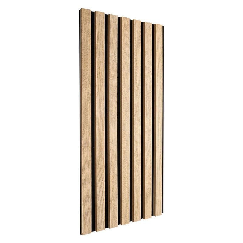 Plaque murale tasseaux 60 x 30 x 1,9 cm - Lattes chêne clair véritable fond noir 0,18m²