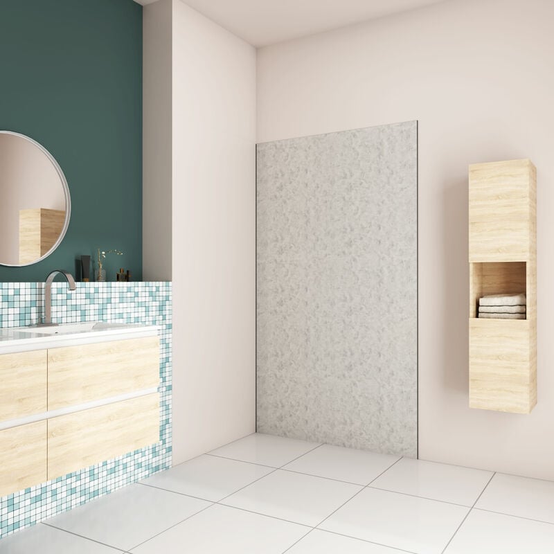 Aica Sanitaire - aica Panneau mural de douche béton gris90x210cm Panneaux muraux salle de bain habillage mural aluminium