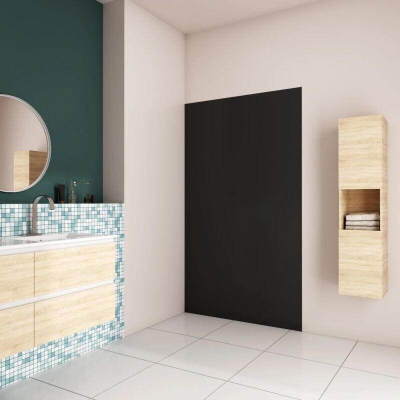 Panneau mural de douche en aluminium - Revêtement mural 90x210 cm - Noir - Saniland