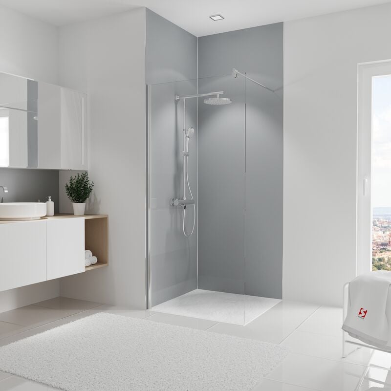 Schulte - Panneau mural Gris argenté, revêtement pour douche et salle de bain, DécoDesign couleur Lot de 2 panneaux muraux 90 x 255 cm
