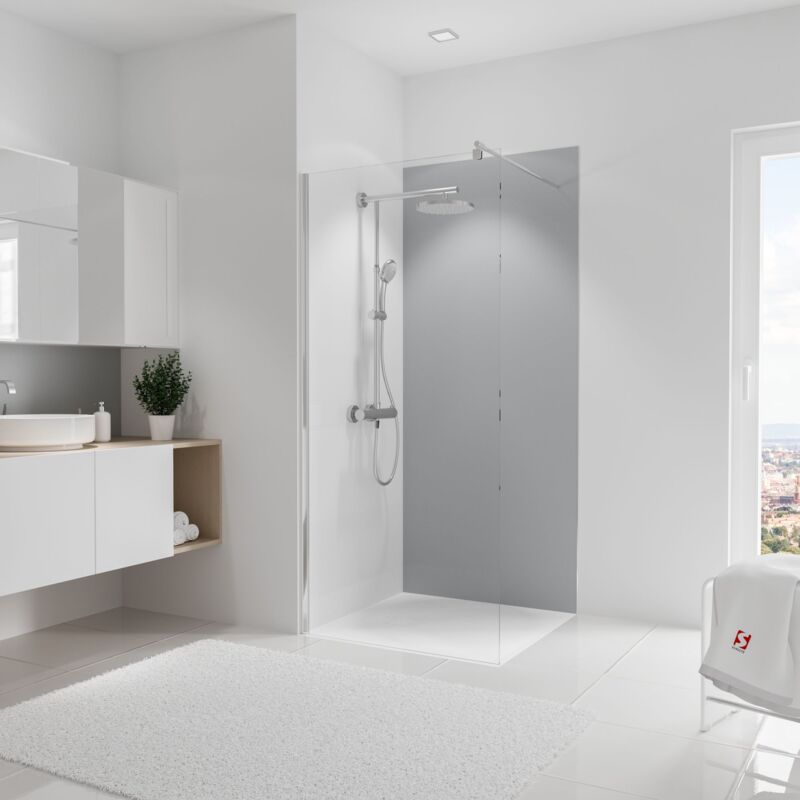 Panneau mural Gris argenté, revêtement pour douche et salle de bain, DécoDesign couleur Schulte 90 x 210 cm 2ème choix