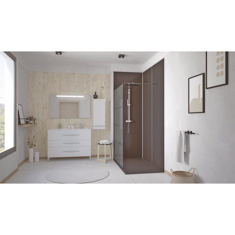 Ondee - Panneau mural de salle de bain bicolor 1,2x2,55m gris clair et anthracite