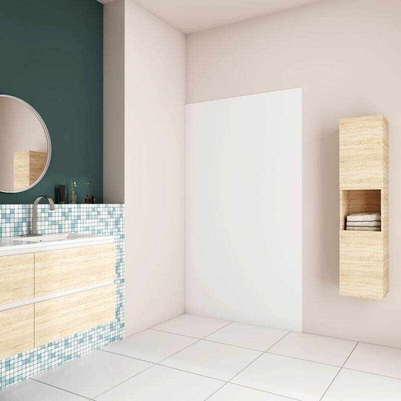 Panneau mural en aluminium pour habillage de salle de bain - Dimensions 100x210 cm - Noir - Saniland