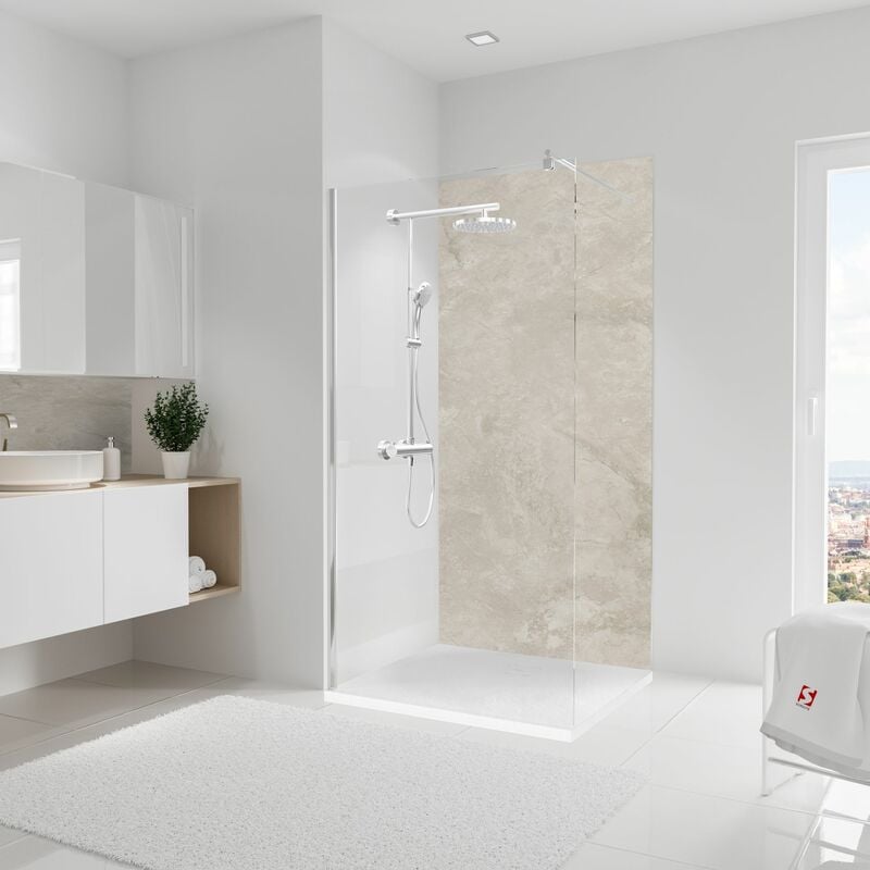 Schulte - Panneau mural Marbre greige, revêtement pour douche et salle de bain, DécoDesign softtouch 100 x 210 cm