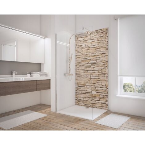 Schulte – Panneau mural de douche 100 x 210 cm – Composite en aluminium – Résistant à la chaleur jusqu'à 100°C – Installation facile sur ancienne faïence