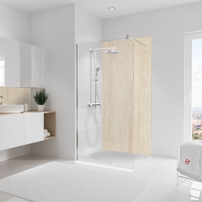 Schulte - Panneau mural 100 x 210 cm Pierre calcaire, revêtement pour douche et salle de bain, DécoDesign softtouch