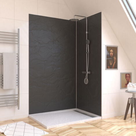 Aurlane – Panneau mural de douche pierre finition ardoise 120 x 210 cm – Ultra résistant à l'eau – Installation facile sans outillage lourd