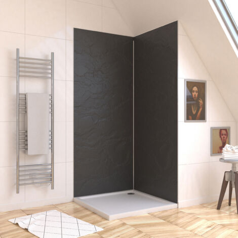 Aurlane – Panneau mural de douche pierre finition ardoise 90 x 210 cm – Ultra-résistant à l'eau – Installation simple avec mastic PU ou silicone