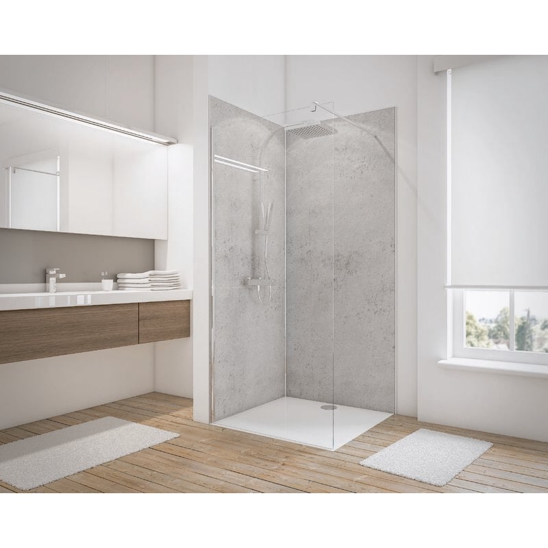 Schulte - Panneau mural Pierre gris clair, revêtement pour douche et salle de bain, DécoDesign décor Lot de 2 panneaux muraux 90 x 210 cm 2ème choix