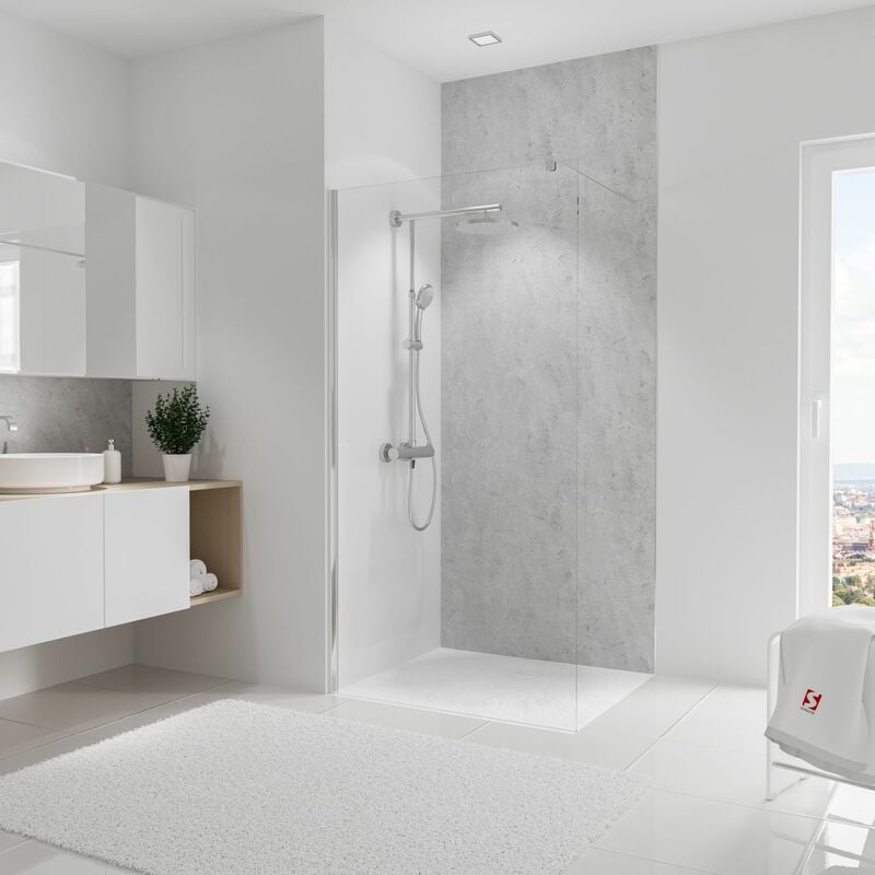 Schulte - Panneau mural Pierre gris clair, revêtement pour douche et salle de bain, DécoDesign softtouch 100 x 255 cm