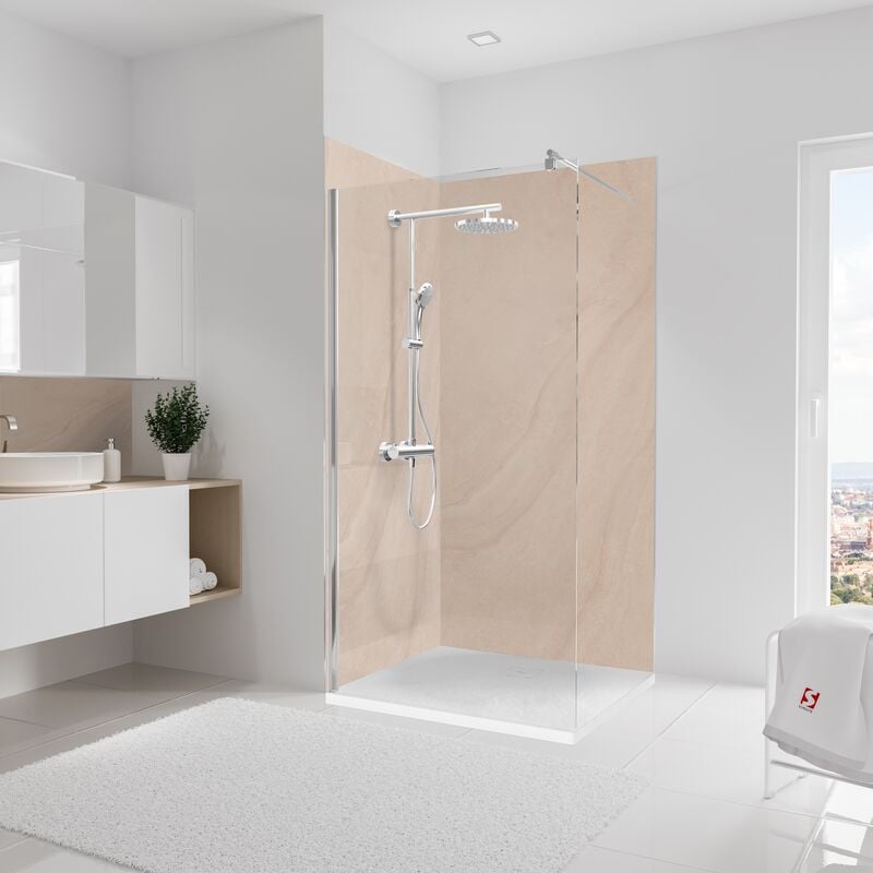 Panneau mural Pierre naturelle arcose 2, revêtement pour douche et salle de bain, DécoDesign décor Schulte Lot de 2 panneaux muraux 100 x 210 cm