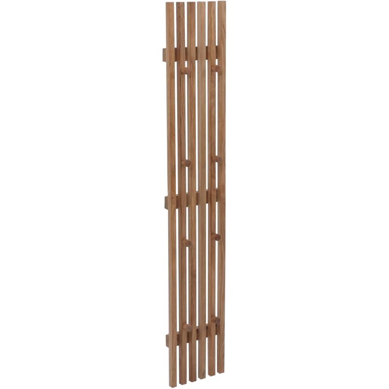 Panneau mural porte-manteaux 8 crochets 120 cm design naturel en bois massif chêne huilé 040008809 Panneau mural porte-manteaux 8 crochets 120 cm design naturel en bois massif chêne huilé 040008809
