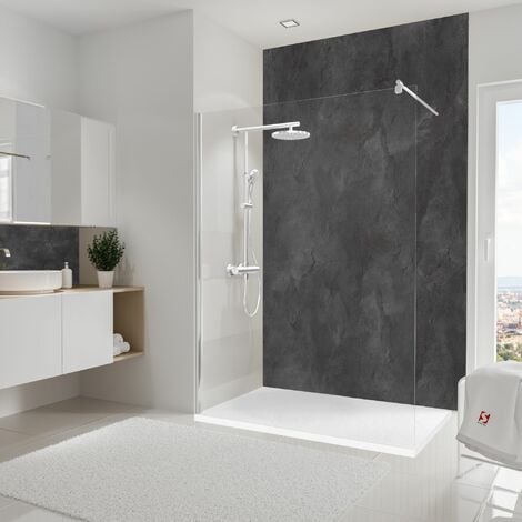 Panneau mural Schiste anthracite, revêtement pour douche et salle de bain, DécoDesign DÉCOR, Schulte