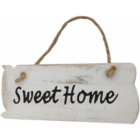 Panneau mural Sweet Home, Signe en bois robe de Dean, Look minable 10x25x1cm  Blanc 040003798