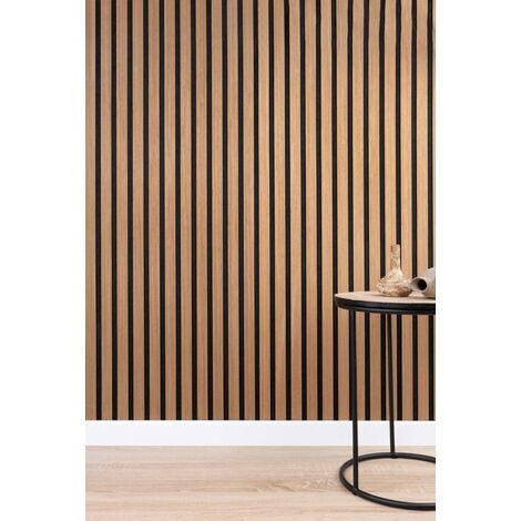 Mur en Tasseau effet Natural Brun : Panneau Acoustique Bois – 2400 x 400 mm