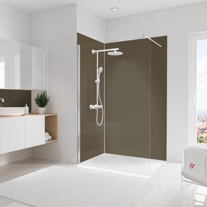 Panneau mural Taupe, revêtement pour douche et salle de bain, DécoDesign couleur Schulte Lot de 2 panneaux muraux: 90 x 210 cm + 120 x 210 cm