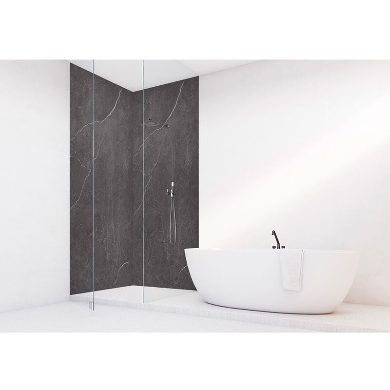 Roth - Panneau mural vipanel Rénovation rapide pour salle de bain, Aragon noir finition velours 100 x 255 cm, ep. 3 mm