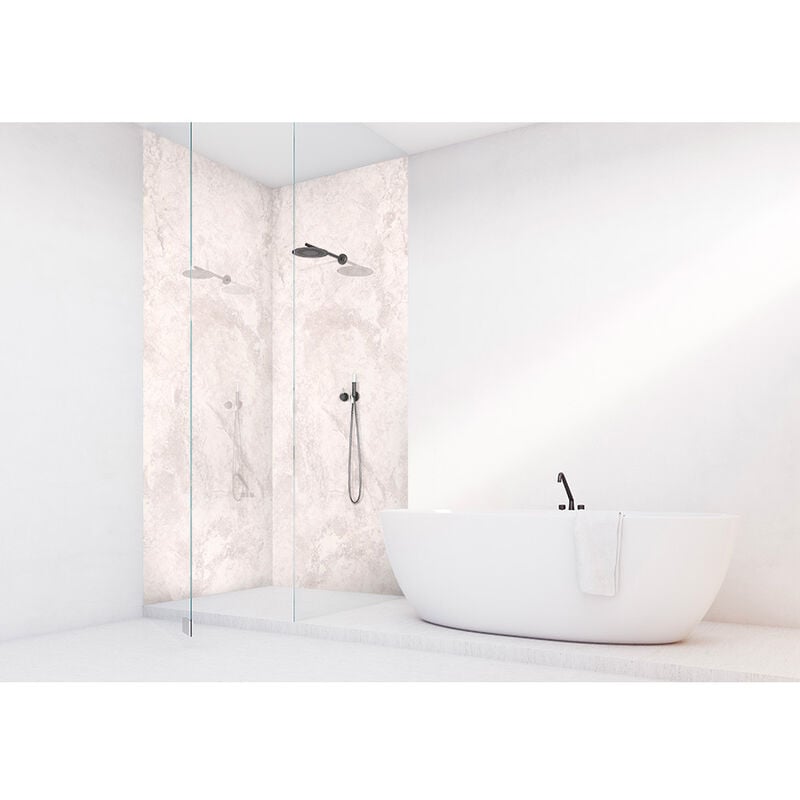Roth - Panneau mural vipanel Rénovation rapide pour salle de bain, marbre blanc rosé brillant 100 x 255 cm, ep. 3 mm