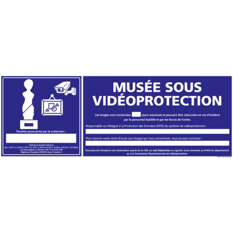 PANNEAU MUSEE SOUS VIDEO PROTECTION (G1402) - Adhésif - 210 x 75 mm